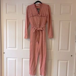 Pink denim jumpsuit, size M.